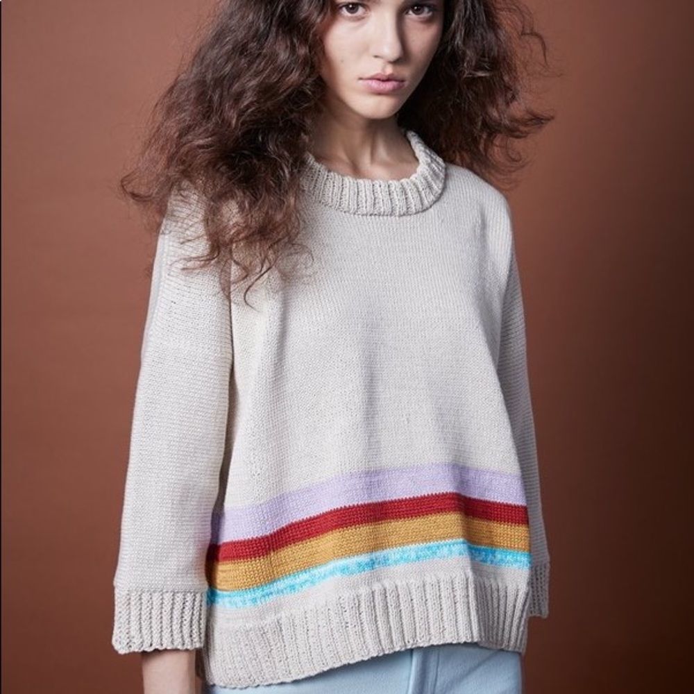 Smythe Ivory Sweater with Vibrant Stripes